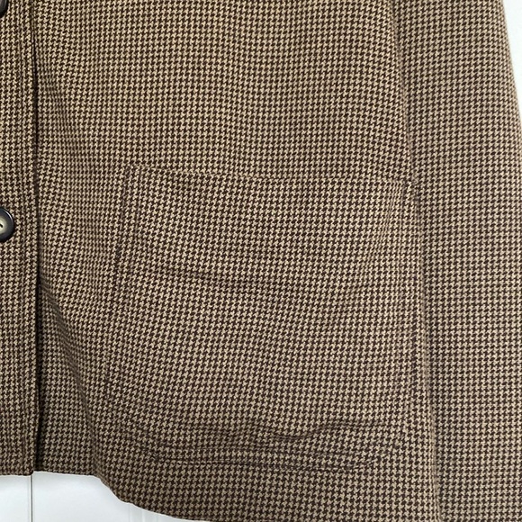 Valerie Stevens Button down Blazer Barn Jacket Size M Brown check patch pockets - Picture 5 of 13